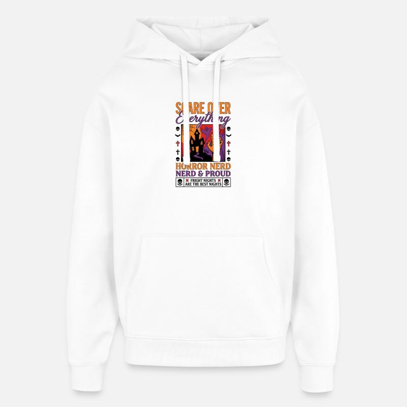 Horror Nerd Pride Design - Oversized Unisex Hoodie by Stanley/Stella - white