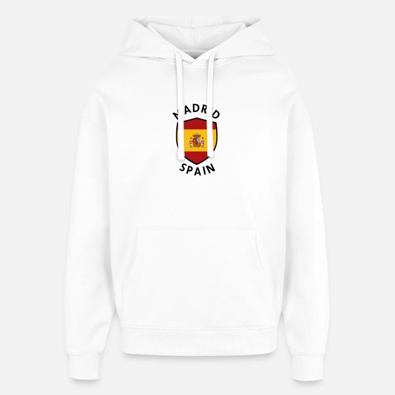 Bouclier de Madrid avec drapeau espagnol - Sweat à capuche unisexe Stanley/Stella Oversized - blanc
