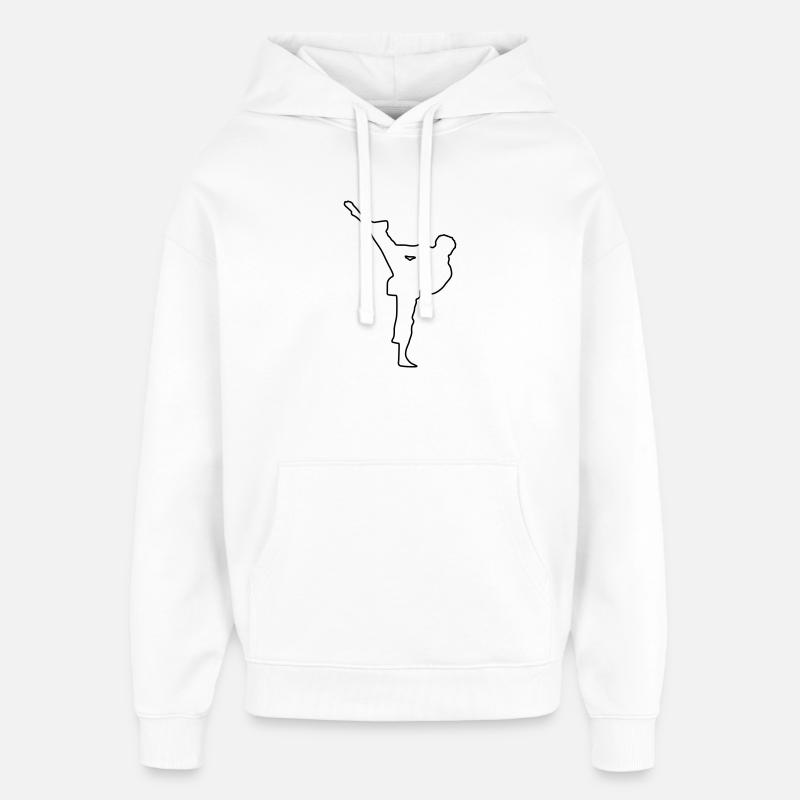 karate_umriss - Sweat à capuche unisexe Stanley/Stella Oversized - blanc