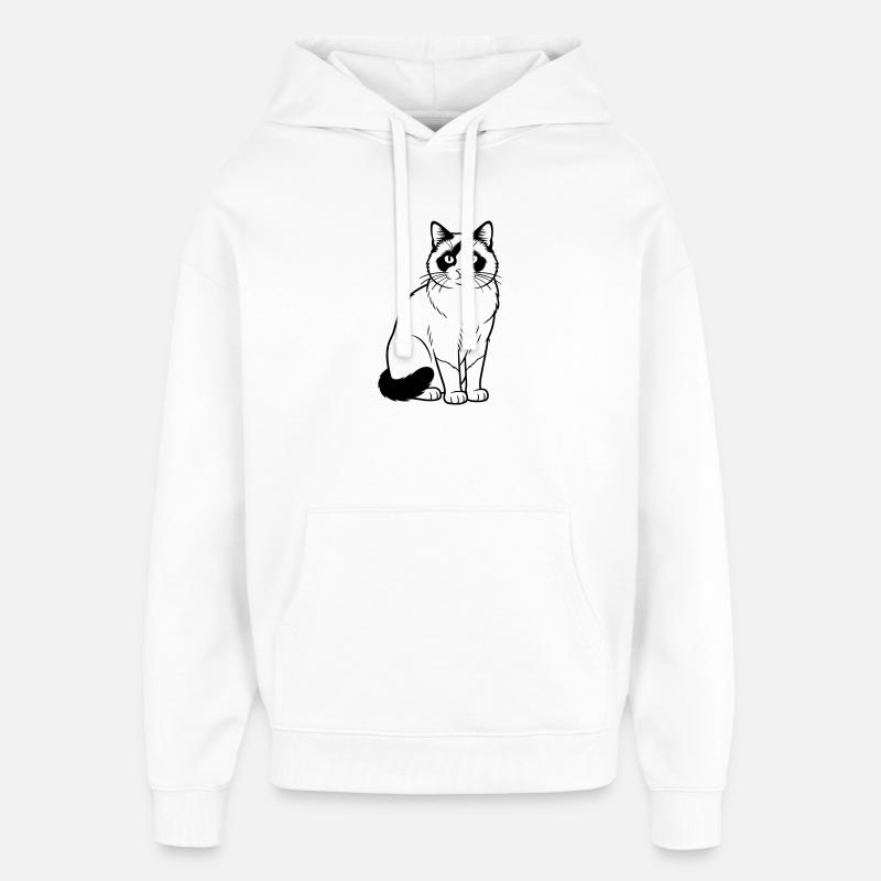 Chat Raquette - Sweat à capuche unisexe Stanley/Stella Oversized - blanc