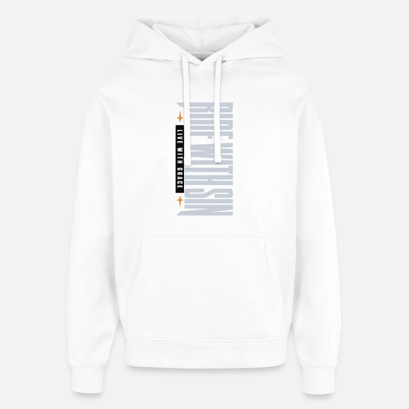 Les pécheurs vivent avec grâce - Sweat à capuche unisexe Stanley/Stella Oversized - blanc