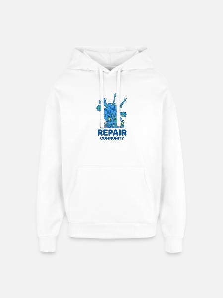 Cultuur van gereedschappen van de reparatiegemeenschap - Stanley/Stella Oversized Unisex Hoodie - wit