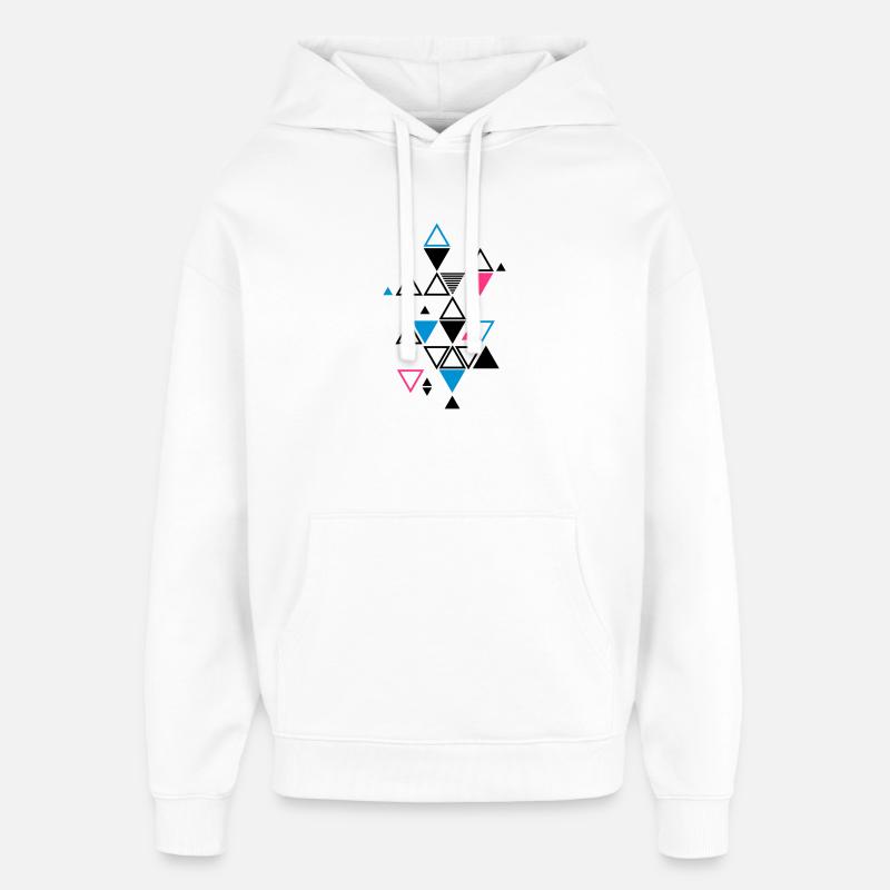 motif graphique de triangles - Sweat à capuche unisexe Stanley/Stella Oversized - blanc