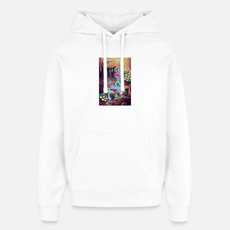 Œuvre d’art Magic Mushroom Landscape - Sweat à capuche unisexe Stanley/Stella Oversized - blanc