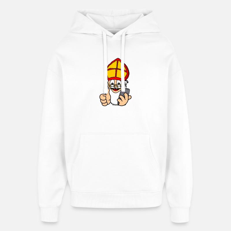 Sinterklaas avec smartphone - Sweat à capuche unisexe Stanley/Stella Oversized - blanc