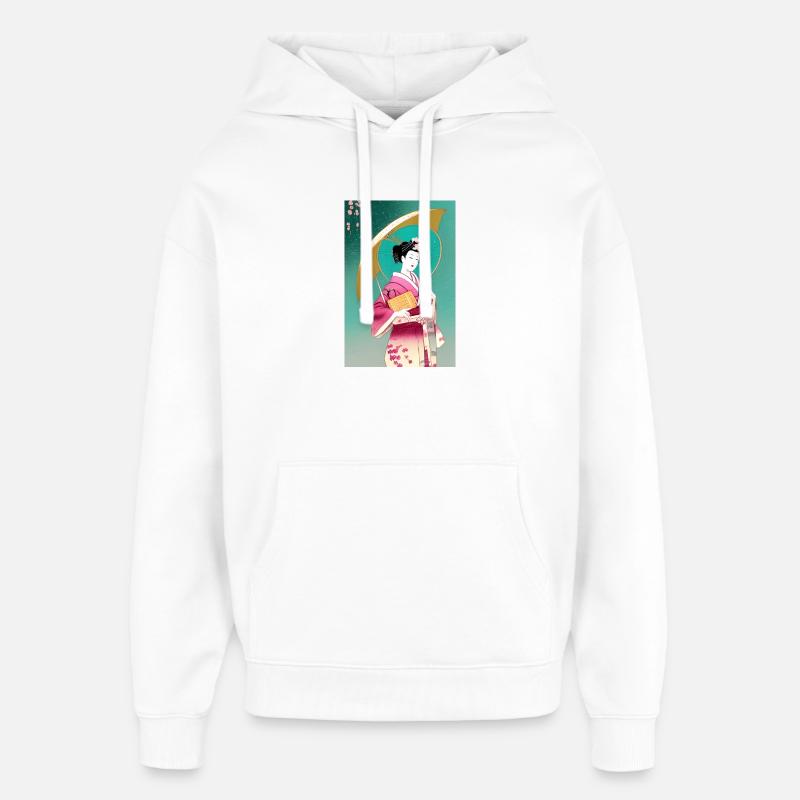 Geisha 2 - Sweat à capuche unisexe Stanley/Stella Oversized - blanc