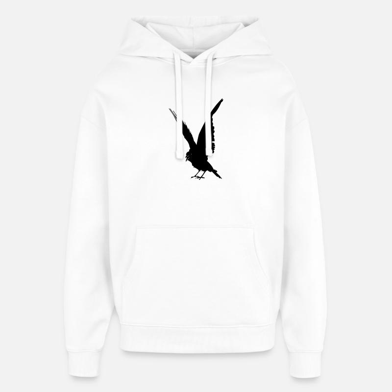 Schwarze Vogelkrähe oder Rabenschattenfigur - Oversized Unisex Hoodie von Stanley/Stella - Weiß
