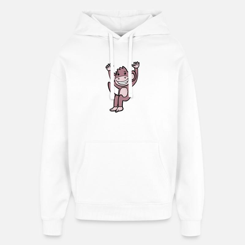 Mignon singe qui rit - Sweat à capuche unisexe Stanley/Stella Oversized - blanc