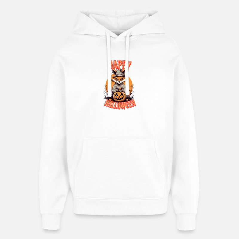 Imprimé renard d’Halloween effrayant - Sweat à capuche unisexe Stanley/Stella Oversized - blanc
