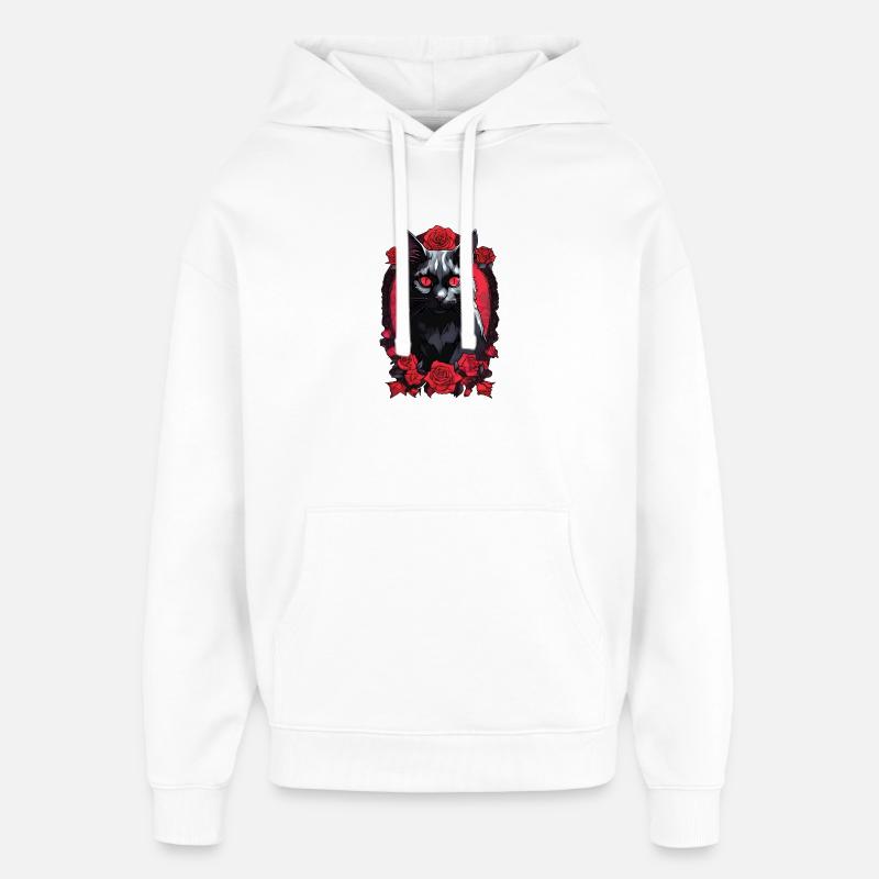 Gothic Schwarze Katze Porträt - Oversized Unisex Hoodie von Stanley/Stella - Weiß