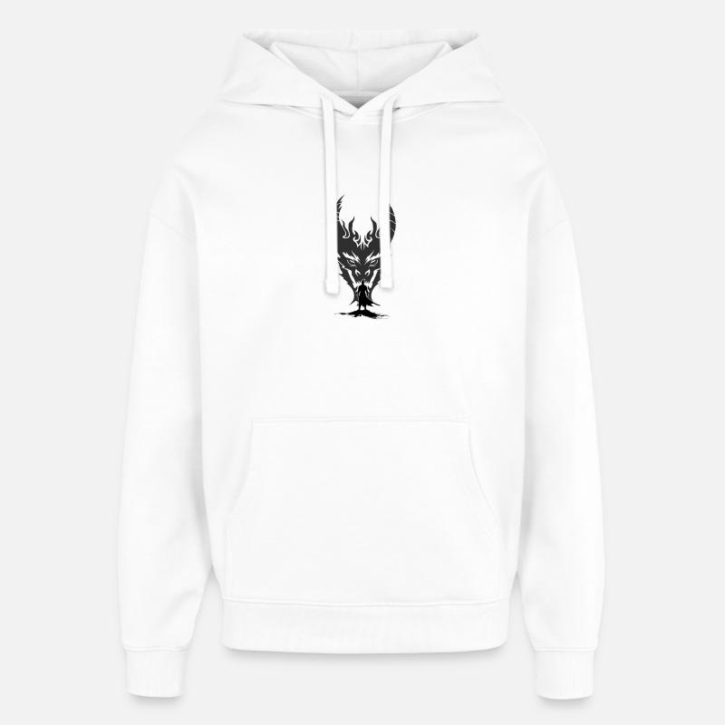 Silhouette de masques de dragon - Sweat à capuche unisexe Stanley/Stella Oversized - blanc