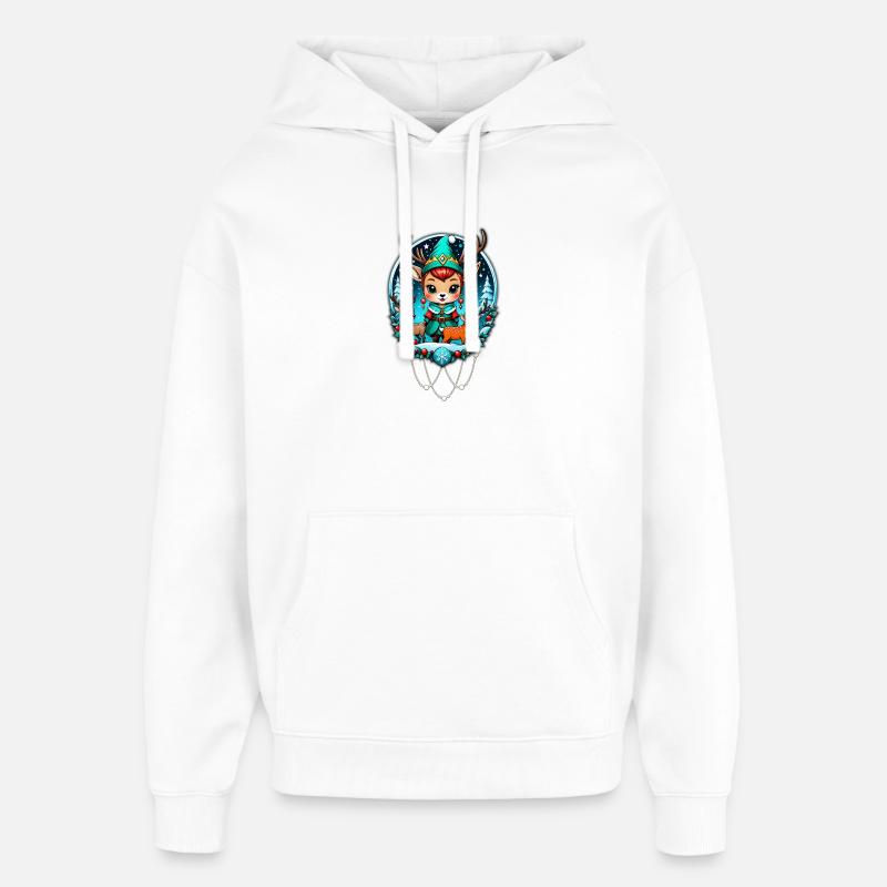 Un mignon style elfe renne - Sweat à capuche unisexe Stanley/Stella Oversized - blanc