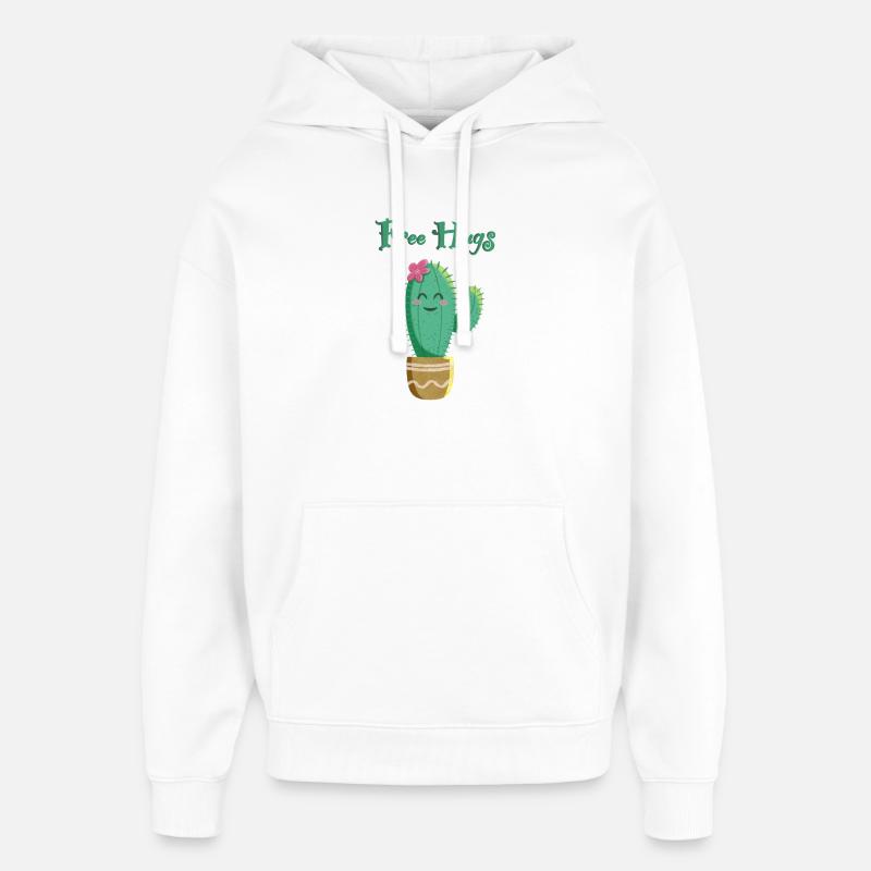 Cactus mignon aime les câlins - Sweat à capuche unisexe Stanley/Stella Oversized - blanc