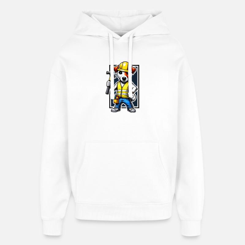 Jack Russell Terrier Bauarbeiter - Oversized Unisex Hoodie von Stanley/Stella - Weiß
