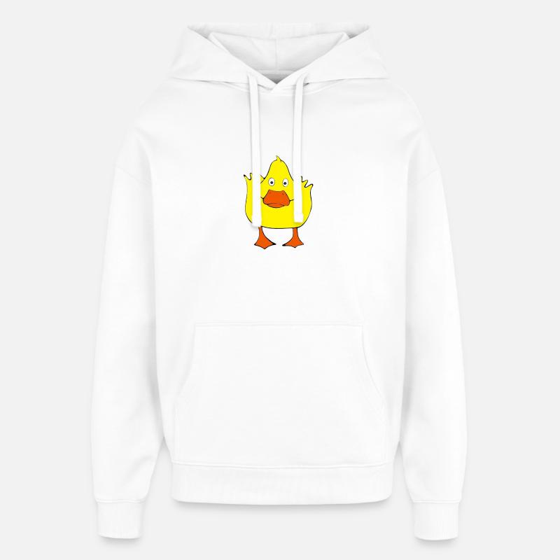 Canard de dessin animé jaune - Sweat à capuche unisexe Stanley/Stella Oversized - blanc