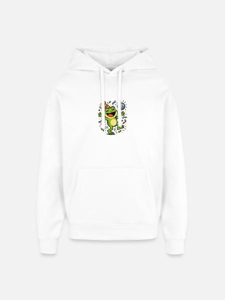 Party Frog - Oversized Unisex Hoodie by Stanley/Stella - white