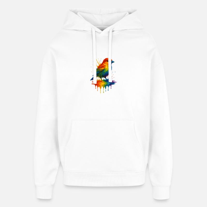 Moineau arc-en-ciel d’Ulm - Sweat à capuche unisexe Stanley/Stella Oversized - blanc