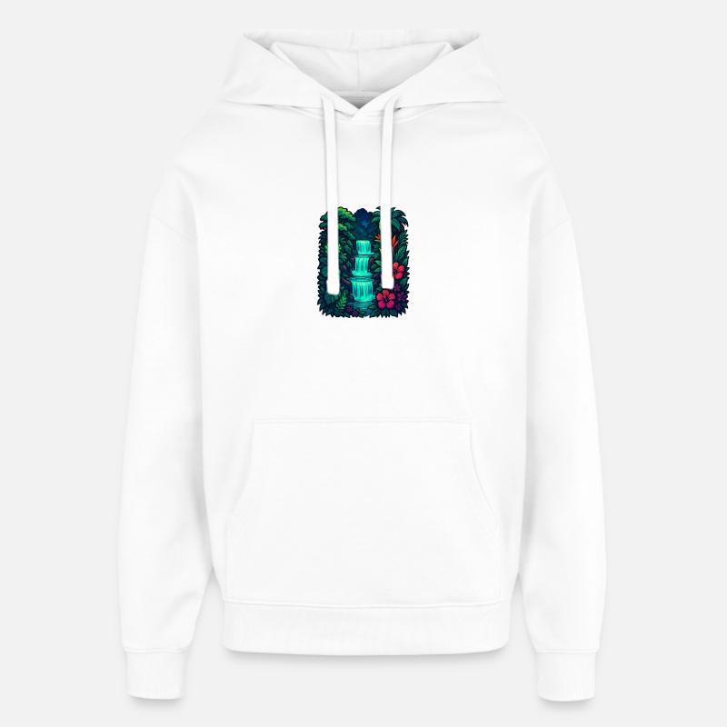 Cascade tropicale - Sweat à capuche unisexe Stanley/Stella Oversized - blanc