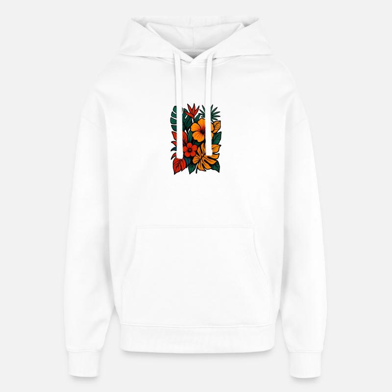 Tropical Bloom Rush - Sweat à capuche unisexe Stanley/Stella Oversized - blanc