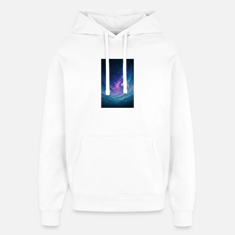 L’univers Wave - Sweat à capuche unisexe Stanley/Stella Oversized - blanc