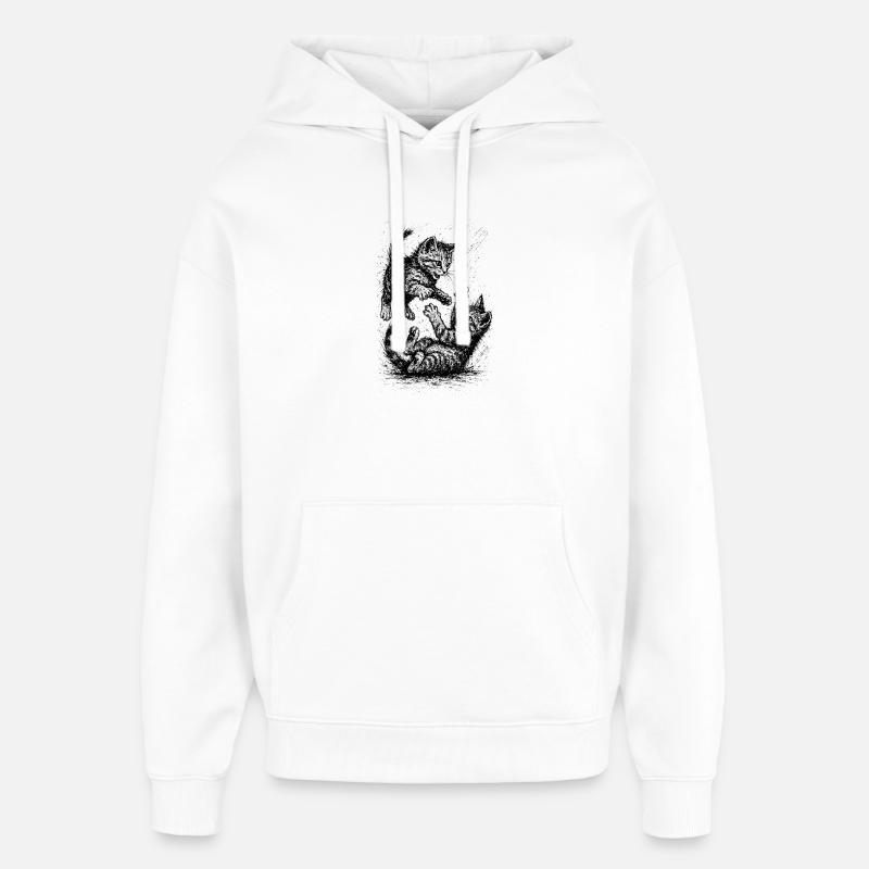 Rangée de chats - Sweat à capuche unisexe Stanley/Stella Oversized - blanc