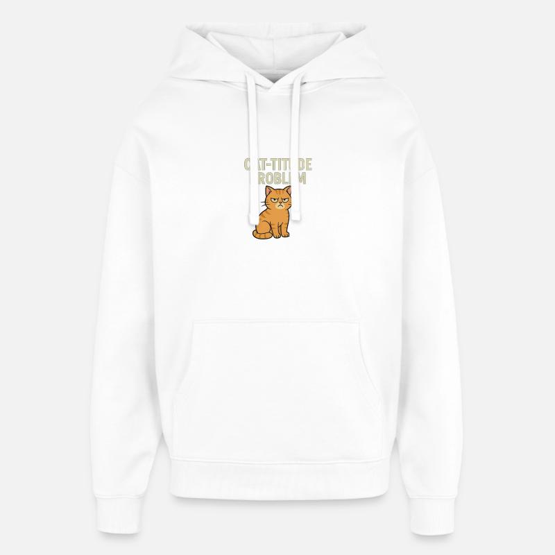 Catitude probleem Grumpy Kat Meme - Sweat à capuche unisexe Stanley/Stella Oversized - blanc