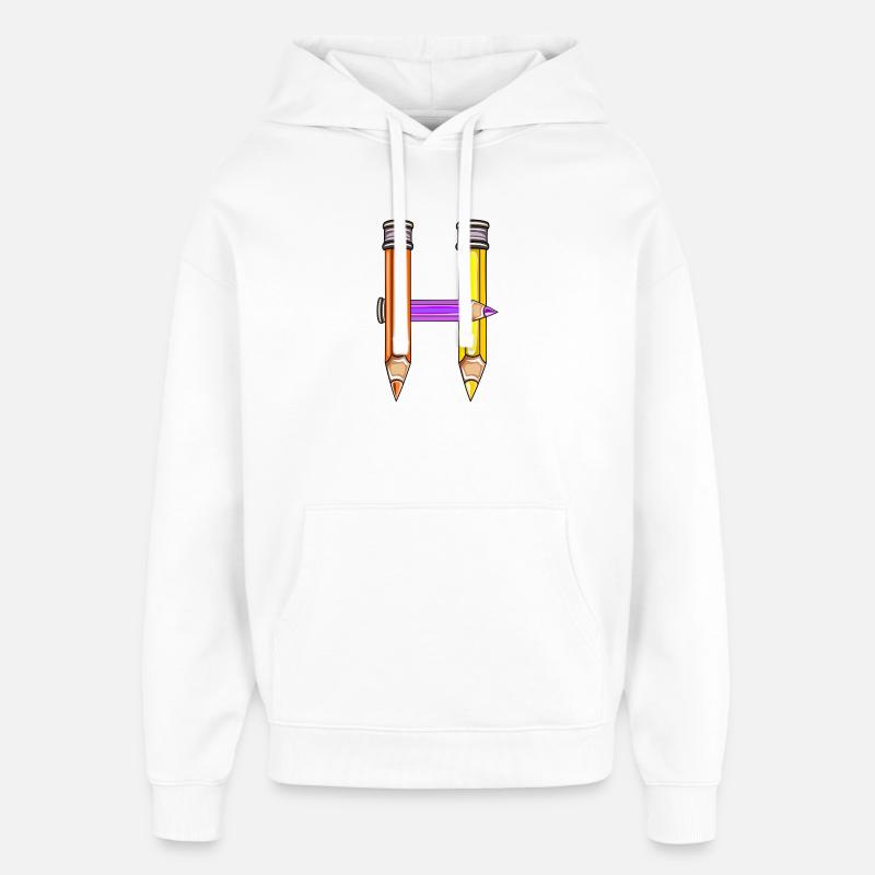 LETTRE INITIALE H ÉCOLE MATERNELLE - Sweat à capuche unisexe Stanley/Stella Oversized - blanc