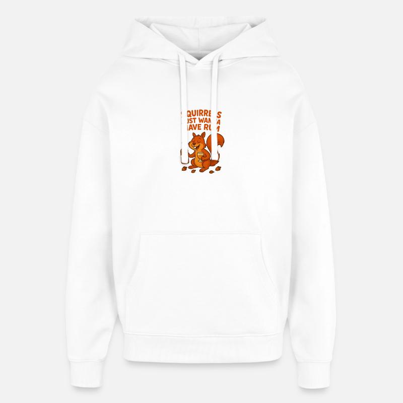 Écureuil au rhum et à l’humour - Sweat à capuche unisexe Stanley/Stella Oversized - blanc