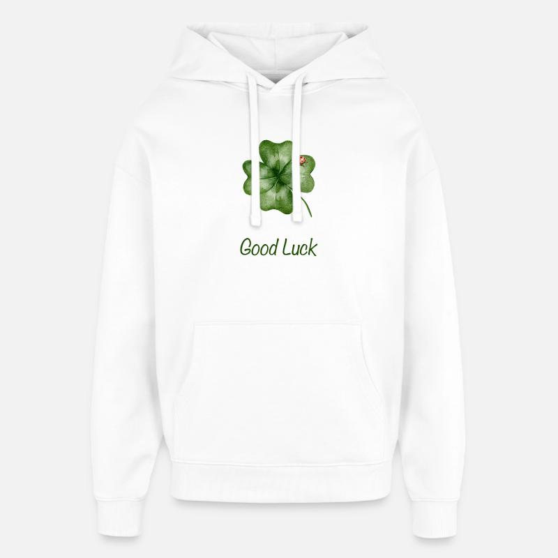 Bonne chance – Trèfle avec coccinelle - Sweat à capuche unisexe Stanley/Stella Oversized - blanc