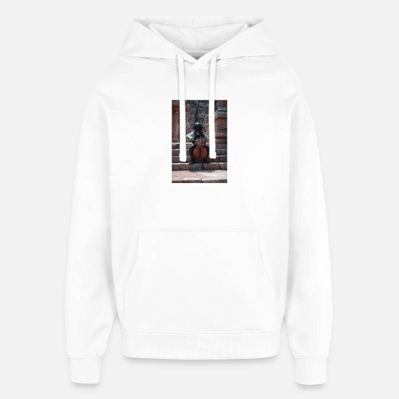 Astronaute cosmique jouant du violoncelle - Sweat à capuche unisexe Stanley/Stella Oversized - blanc