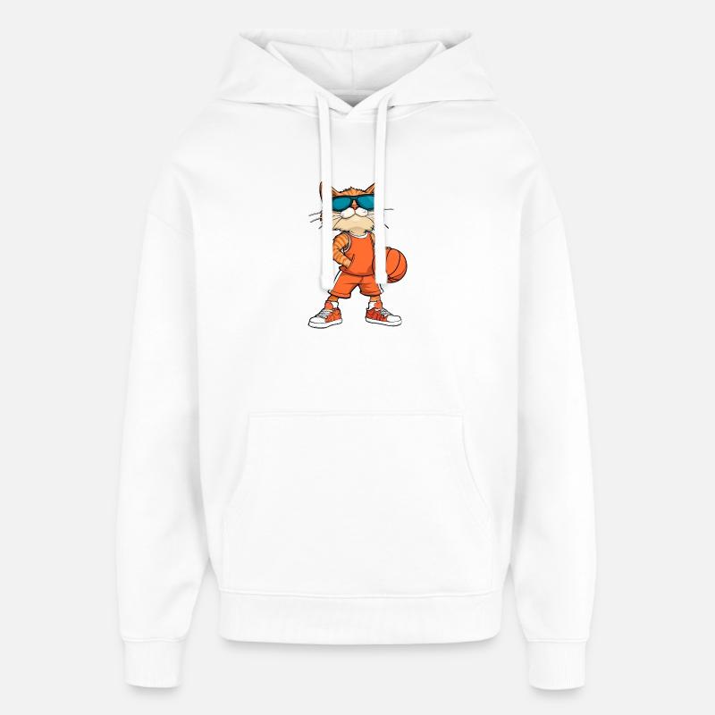 Cool Cat Basketteur - Sweat à capuche unisexe Stanley/Stella Oversized - blanc