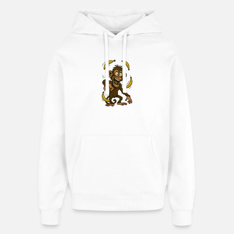 Singe turbulent avec motif banane - Sweat à capuche unisexe Stanley/Stella Oversized - blanc