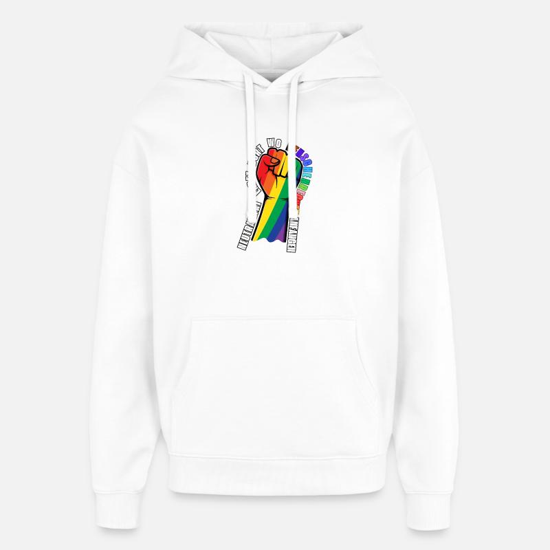 Autocollants de déclaration Droits de l’homme - Sweat à capuche unisexe Stanley/Stella Oversized - blanc