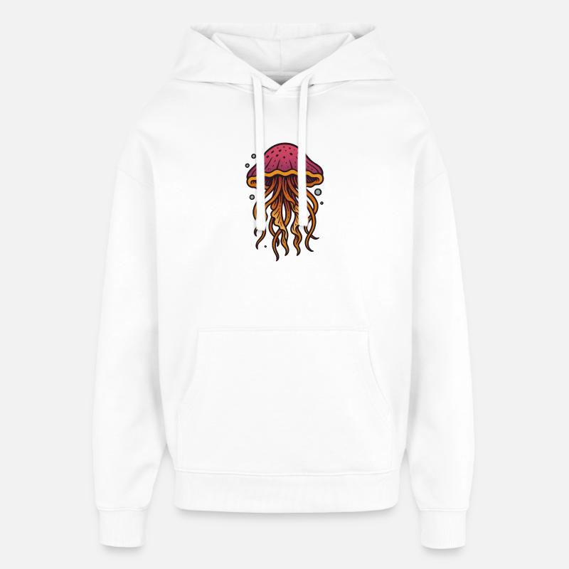Art océanique vibrant de méduses - Sweat à capuche unisexe Stanley/Stella Oversized - blanc