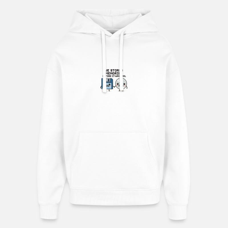 Kawaii Oldschool Tech – Diskette & CD Cartoon - Oversized Unisex Hoodie von Stanley/Stella - Weiß