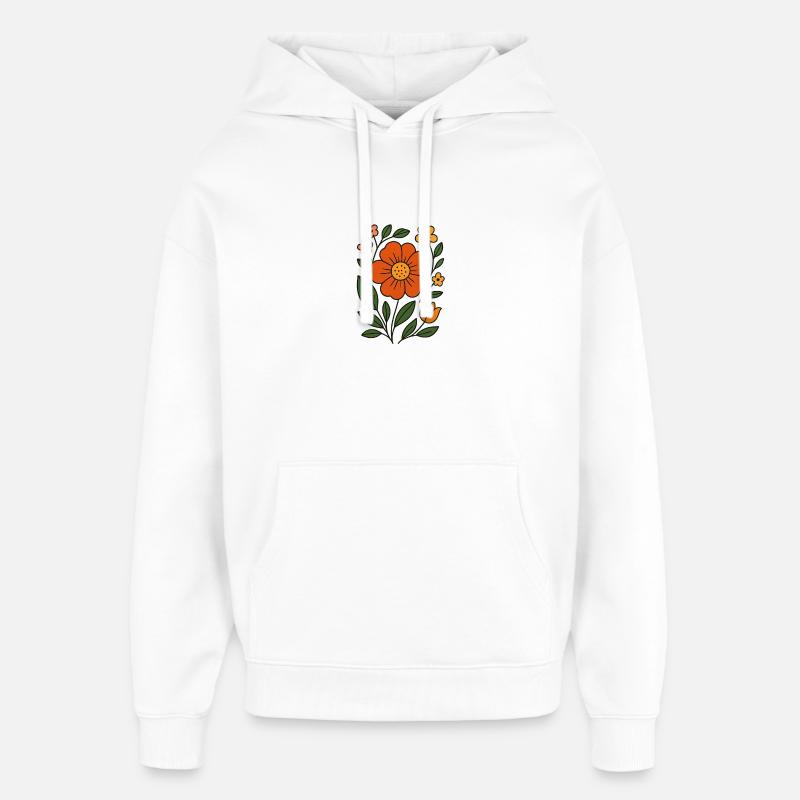 Illustration de fleur botanique rustique - Sweat à capuche unisexe Stanley/Stella Oversized - blanc