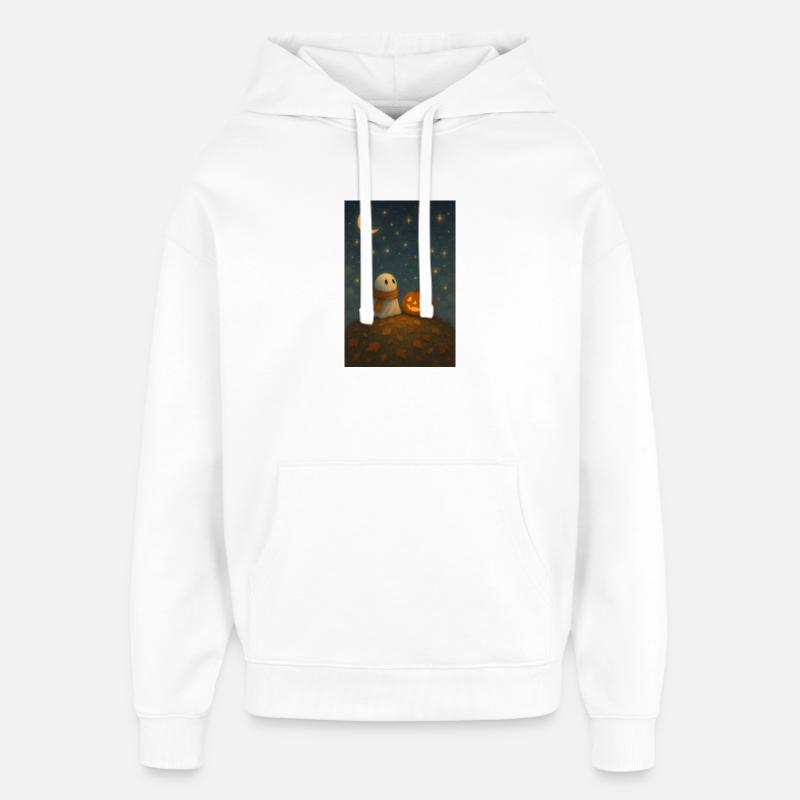 Fantôme d’Halloween avec citrouille - Sweat à capuche unisexe Stanley/Stella Oversized - blanc