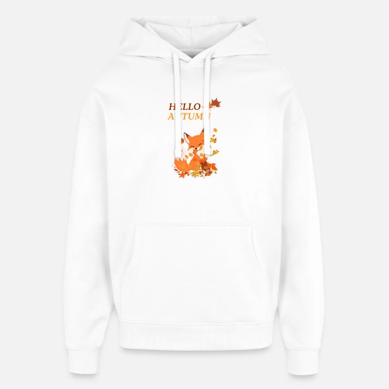 Renard espiègle avec des feuilles - Sweat à capuche unisexe Stanley/Stella Oversized - blanc