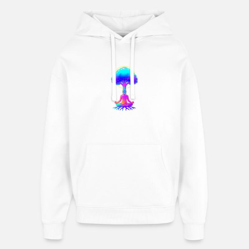 Néon Arbre de Méditation - Sweat à capuche unisexe Stanley/Stella Oversized - blanc