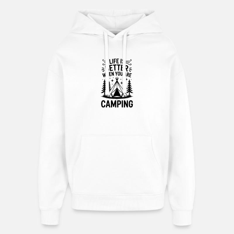 Camping Outdore Dire campeur - Sweat à capuche unisexe Stanley/Stella Oversized - blanc