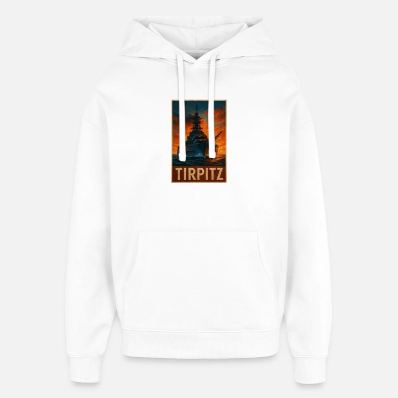 Tirpitz au crépuscule Affiche Marine - Sweat à capuche unisexe Stanley/Stella Oversized - blanc