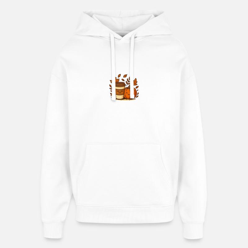 Café d’automne à la citrouille - Sweat à capuche unisexe Stanley/Stella Oversized - blanc