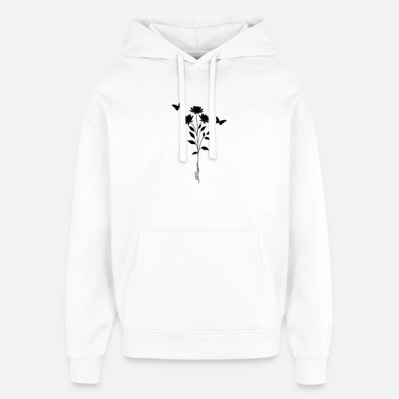 Fleur Fleur & Silhouette Papillon - Sweat à capuche unisexe Stanley/Stella Oversized - blanc