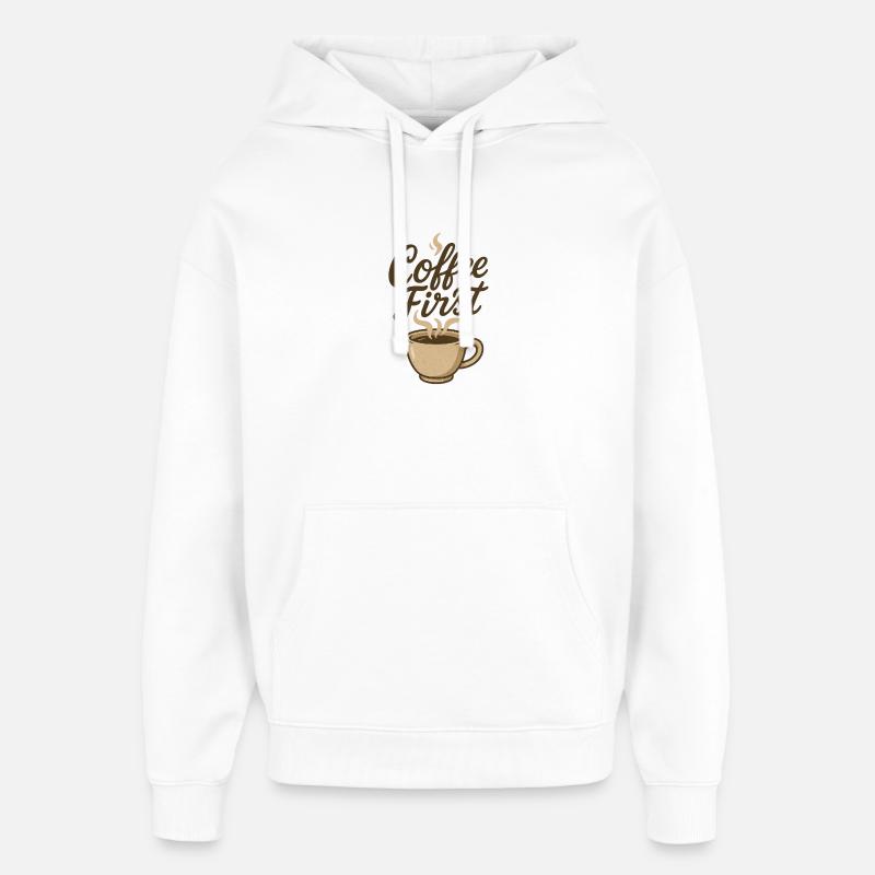 Café Premier Kaffee Illustration - Sweat à capuche unisexe Stanley/Stella Oversized - blanc