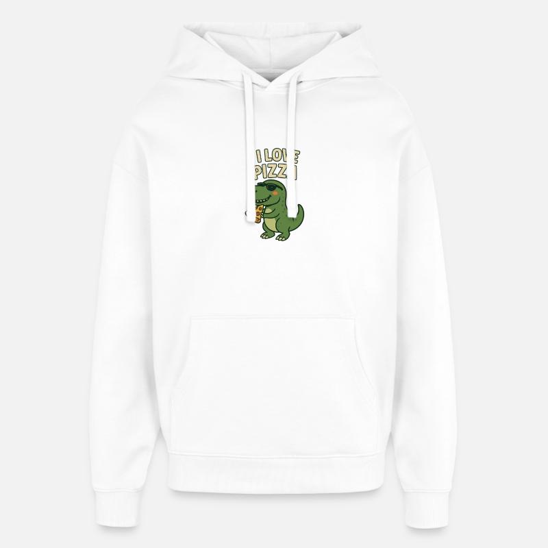 J’adore la pizza Dino - Sweat à capuche unisexe Stanley/Stella Oversized - blanc