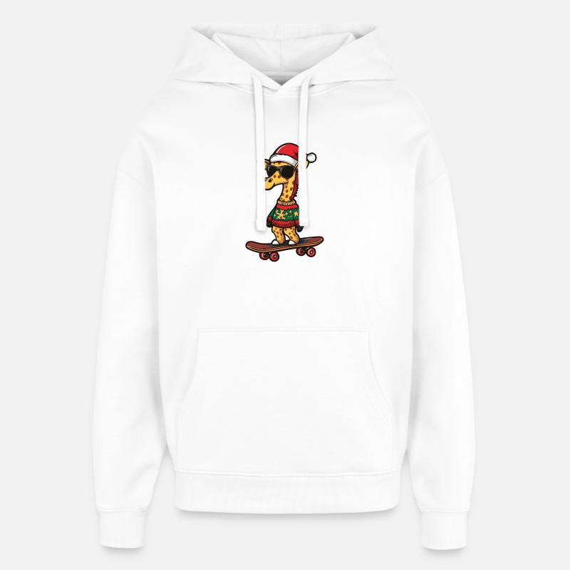 Girafe Noël Drôle - Sweat à capuche unisexe Stanley/Stella Oversized - blanc
