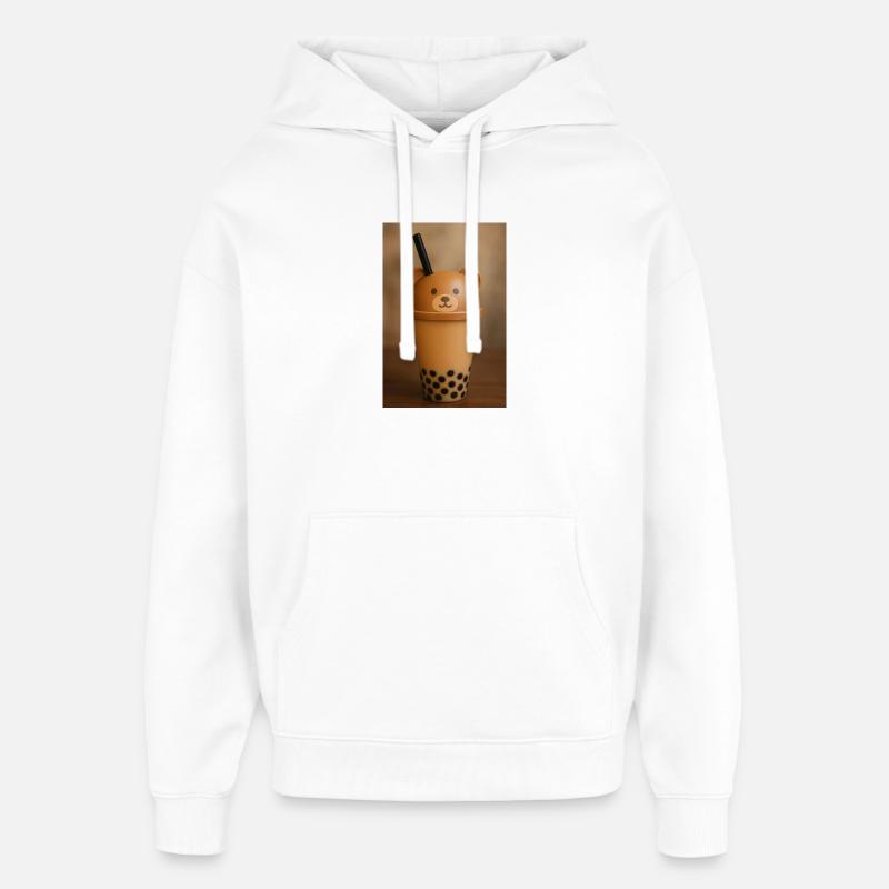Bear Lid Bubble Tea Cup Design - Oversized Unisex Hoodie von Stanley/Stella - Weiß