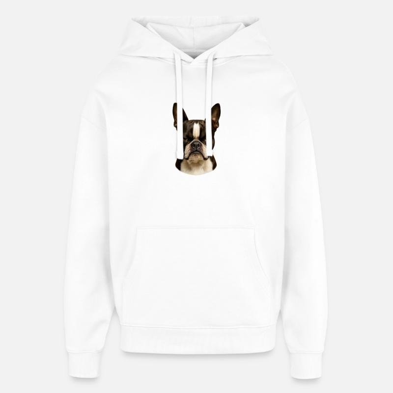 Vue impressionnante sur le Boston Terrier - Sweat à capuche unisexe Stanley/Stella Oversized - blanc