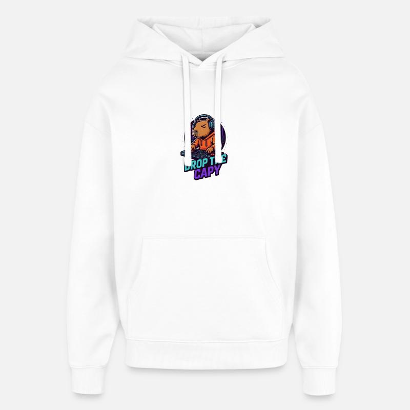 DJ Capy – Drop the Capy 🎧🔥 - Sweat à capuche unisexe Stanley/Stella Oversized - blanc
