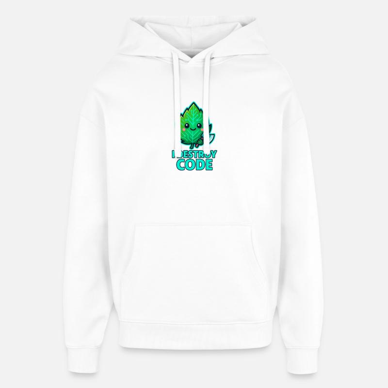 Green Leaf Code Warrior - Oversized Unisex Hoodie by Stanley/Stella - white